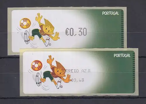 Portugal 2004 ATM Fussball-EM Monétel Mi.-Nr. 45 Werte 0,30 und AZUL 0,43 **