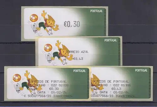Portugal 2004 ATM Fussball-EM Monétel Mi.-Nr. 45 Werte 0,30 und AZUL 0,43 **, AQ