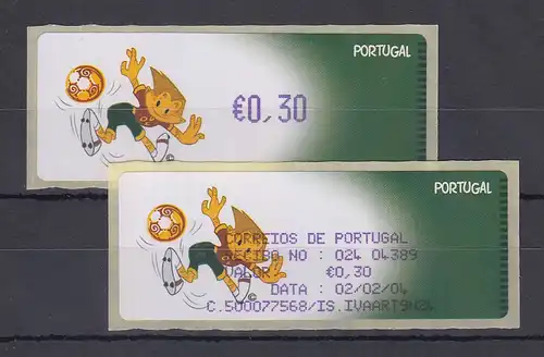 Portugal 2004 ATM Fussball-EM Monétel Mi.-Nr. 45 Wert 0,30 VIOLETT ** mit AQ