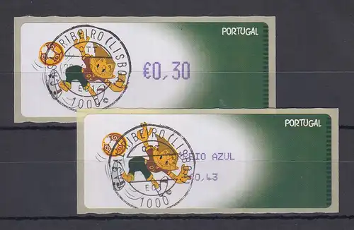 Portugal 2004 ATM Fussball-EM Monétel Mi.-Nr. 45 Werte 0,30 / AZUL 0,45 VIOLETT 