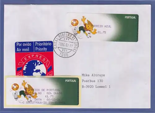 Portugal 2004 ATM Fussball-EM Monétel Mi.-Nr. 45 Wert AZUL 1,75 VIOLETT auf FDC