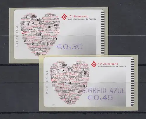 Portugal 2004 ATM Jahr der Familie SMD Mi.-Nr. 46.1 Werte 0,30 und AZUL 0,45 **