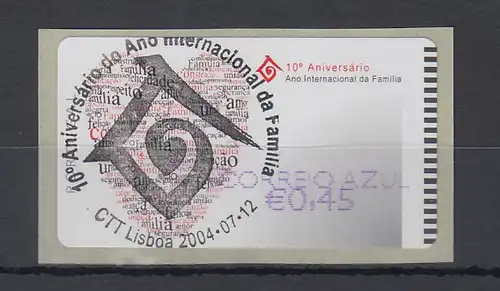 Portugal 2004 ATM Jahr der Familie NewVision Mi-Nr 46.3 Wert AZUL 0,45 mit ET-O