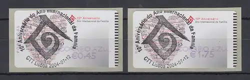 Portugal 2004 ATM Jahr der Familie NewVision Mi-Nr 46.3 Satz AZUL 0,45 / 1,75 O
