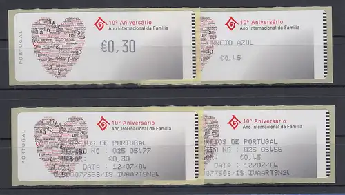 Portugal 2004 ATM Jahr der Familie Monétel Mi-Nr 47 Werte 0,30 / AZUL 0,45 ET-AQ