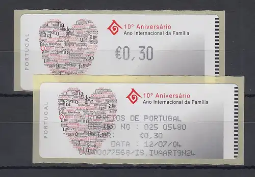 Portugal 2004 ATM Jahr der Familie Monétel Mi-Nr 47 Wert 0,30 ** mit ET-AQ