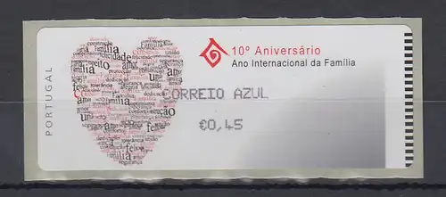 Portugal 2004 ATM Jahr der Familie Monétel Mi-Nr 47 Wert AZUL 0,45 ** 