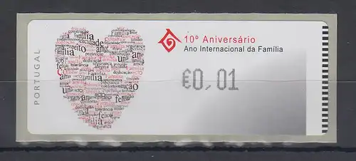 Portugal 2004 ATM Jahr der Familie Monétel Mi-Nr 47 Kleinwert 0,01 ** 