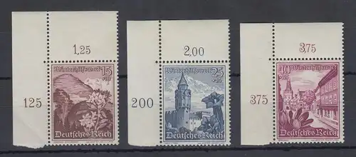Deutsches Reich WHW 1938 Mi.-Nr. 681-683 Eckrandstücke oben links **  