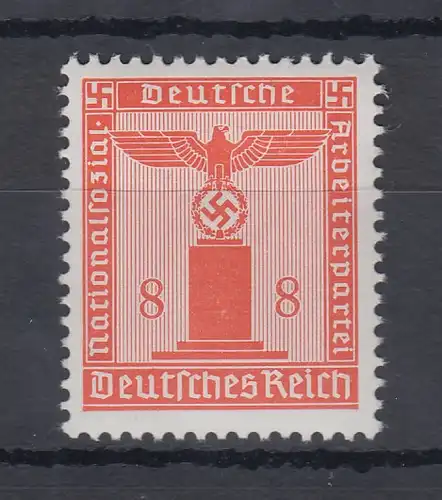 Deutsches Reich Dienstmarke für die Partei 8 Pfg waag. Riffelung Mi-Nr. 160y ** 