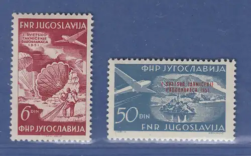 Jugoslawien 1953 Fallschirmspringer-Wettbewerb Mi.-Nr. 666-67 Satz **