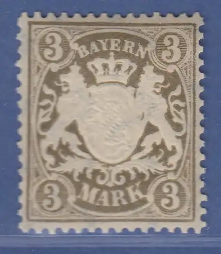 Bayern Wappen 3 Mark grabraun Mi.-Nr. 69y ungebraucht *
