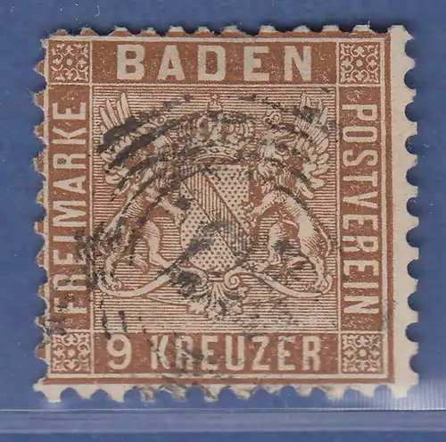 Altdeutschland Baden 9 Kreuzer braun Mi.-Nr. 15a gestempelt