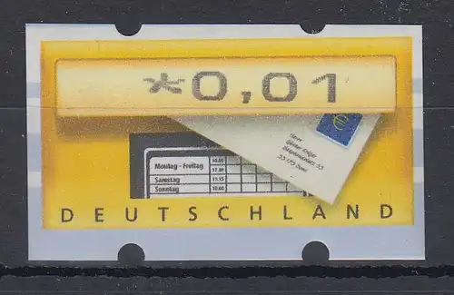 Deutschland ATM Briefkasten Mi.-Nr. 5 Fehldruck ohne €-Zeichen ** 