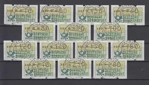 ATM Deutschland 1. Ausgabe Tastensatz mit ET-O MWZD-Ersttag CUXHAVEN 22.1.1981 