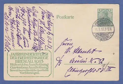Germania-Ganzsache 1913 Jahrhundertfeier Breslau grün Mi.-Nr. P94 I / 02  gest.
