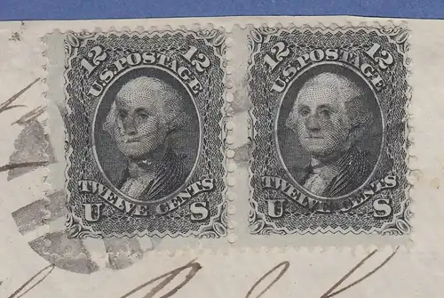 USA 1861 George Washington 12 Cent horiz. Paar auf Brief-Vorderseite -> Scotland