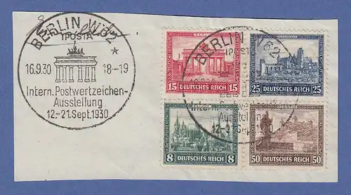 Deutsches Reich Herzstück aus IPOSTA-Block Mi-Nr. 446-49 mit Sonder-O Briefstück