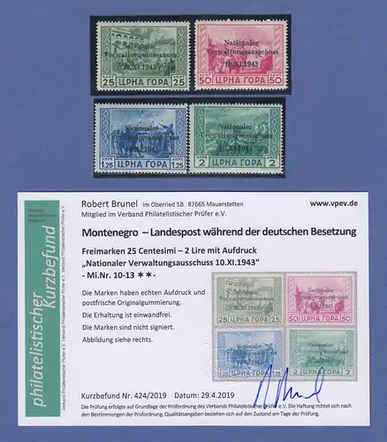 Dt. Besetzung 2.WK Montenegro Mi.-Nr. 10-13  4 Werte ** gepr. mit Befund Brunel