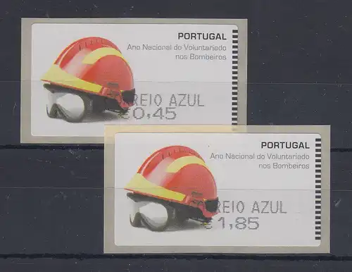 Portugal 2008 ATM Feuerwehr-Helm SMD Mi.-Nr. 62.1e Satz AZUL 45-185 ** 