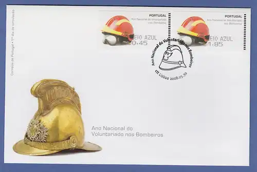 Portugal 2008 ATM Feuerwehr-Helm SMD Mi.-Nr. 62.1e Satz AZUL 45-185 auf FDC  