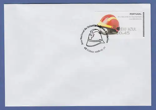 Portugal 2008 ATM Feuerwehr-Helm SMD Mi.-Nr. 62.1e Wert AZUL 45 auf FDC  