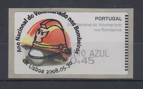 Portugal 2008 ATM Feuerwehr-Helm SMD Mi.-Nr. 62.1e Wert AZUL 45 ET-O  