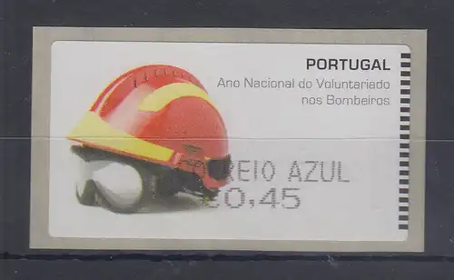 Portugal 2008 ATM Feuerwehr-Helm SMD Mi.-Nr. 62.1e Wert AZUL 45 ** 