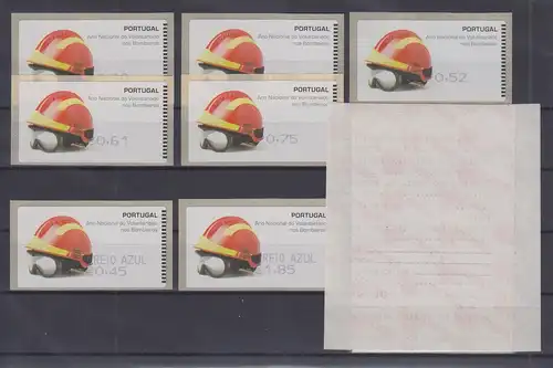 Portugal 2008 ATM Feuerwehr-Helm SMD Mi.-Nr. 62.1f Satz 7 Werte ** + 2 AQ 