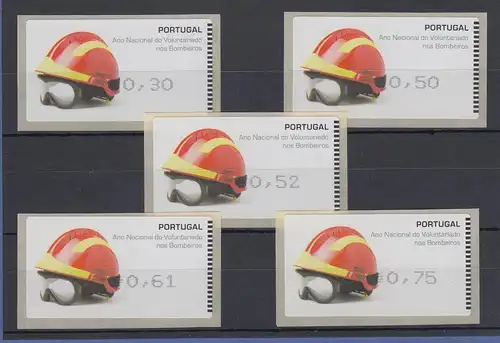 Portugal 2008 ATM Feuerwehr-Helm Amiel Mi.-Nr. 62.2e Satz 30-50-52-61-75 **