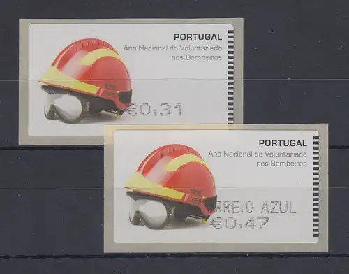Portugal 2008 ATM Feuerwehr-Helm SMD Mi.-Nr. 62.1e Werte 31 und AZUL47 **