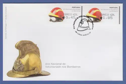 Portugal 2008 ATM Feuerwehr-Helm Amiel Mi.-Nr. 62.2e Satz AZUL 45-185 auf FDC