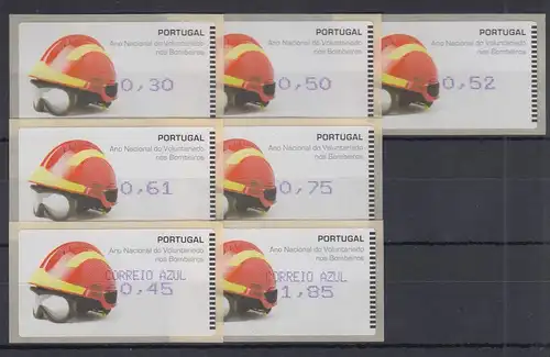 Portugal 2008 ATM Feuerwehr-Helm Amiel Mi.-Nr. 62.2f Satz 7 Werte 30-185 **