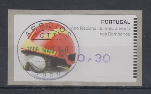 Portugal 2008 ATM Feuerwehr-Helm Amiel Mi.-Nr. 62.2f Wert 30 mit ET-O ARROIOS