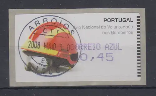 Portugal 2008 ATM Feuerwehr-Helm Amiel Mi-Nr. 62.2f Wert AZUL45 mit ET-O ARROIOS