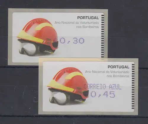 Portugal 2008 ATM Feuerwehr-Helm Amiel Mi-Nr. 62.2f  Werte 30 und AZUL45 **