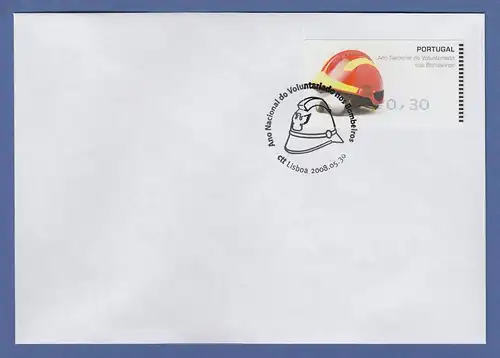 Portugal 2008 ATM Feuerwehr-Helm Amiel Mi-Nr. 62.2e Wert 30 auf FDC