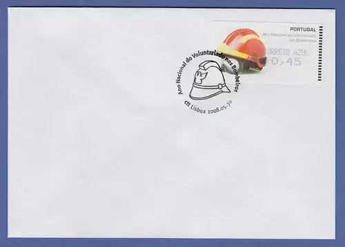Portugal 2008 ATM Feuerwehr-Helm Amiel Mi-Nr. 62.2e Wert AZUL45 auf FDC