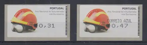 Portugal 2008 ATM Feuerwehr-Helm Amiel Mi-Nr. 62.2e Werte 31 und AZUL47 **