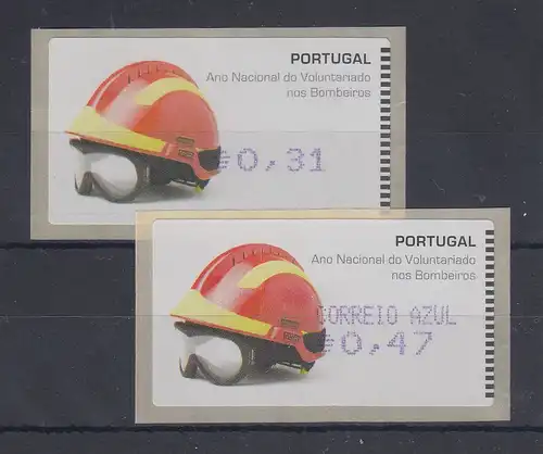 Portugal 2008 ATM Feuerwehr-Helm Amiel Mi-Nr. 62.2f Werte 31 und AZUL47 **