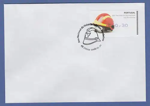 Portugal 2008 ATM Feuerwehr-Helm Amiel Mi-Nr. 62.2f Wert 0,30 auf FDC 