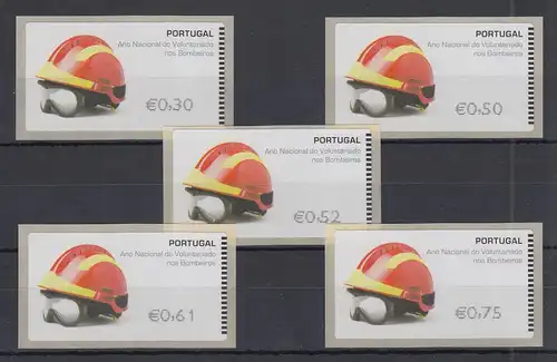 Portugal 2008 ATM Feuerwehr-Helm NewVision Mi.-Nr. 62.3e Satz 30-50-52-61-75 ** 
