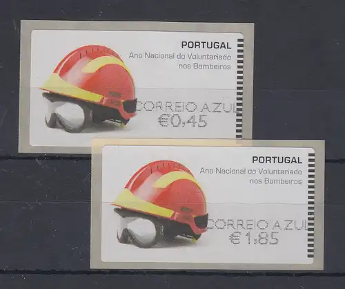 Portugal 2008 ATM Feuerwehr-Helm NewVision Mi-Nr 62.3e Satz AZUL 45-185 ** 