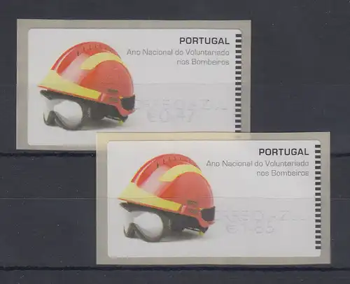 Portugal 2008 ATM Feuerwehr-Helm NewVision Mi-Nr 62.3e Satz AZUL 47-185 ** 