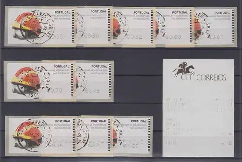 Portugal 2008 ATM Feuerwehr-Helm NewVision Mi-Nr 62.3e Satz 10 Werte 30-185 O