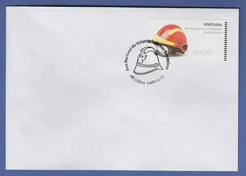 Portugal 2008 ATM Feuerwehr-Helm NewVision Mi-Nr 62.3f Wert 0,30 auf FDC