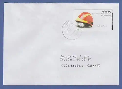 Portugal 2008 ATM Feuerwehr-Helm NewVision Mi-Nr 62.3e Wert 60 auf FDC nach D