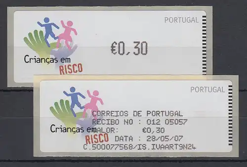 Portugal 2007 ATM Kinder in Gefahr Monétel Mi-Nr. 59e Wert 0,30 mit AQ **