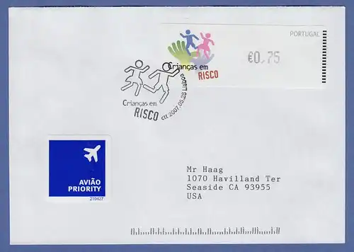 Portugal 2007 ATM Kinder in Gefahr Monétel Mi-Nr 59e Wert 0,75 auf FDC in d. USA