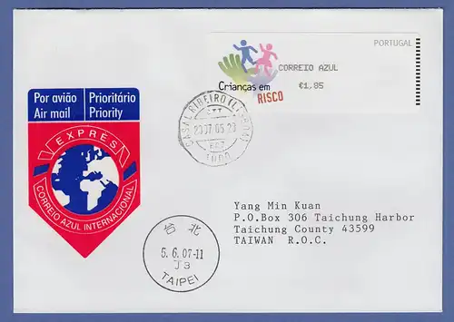 Portugal 2007 ATM Kinder in Gefahr Monétel Mi-Nr 59e AZUL 1,85 auf FDC -> Taiwan